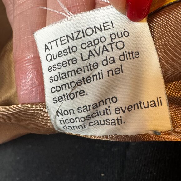 Vintage Chic Peruzzi Italy Caramel Brown Leather Tie Trench Coat Sz Lg - Picture 4 of 13